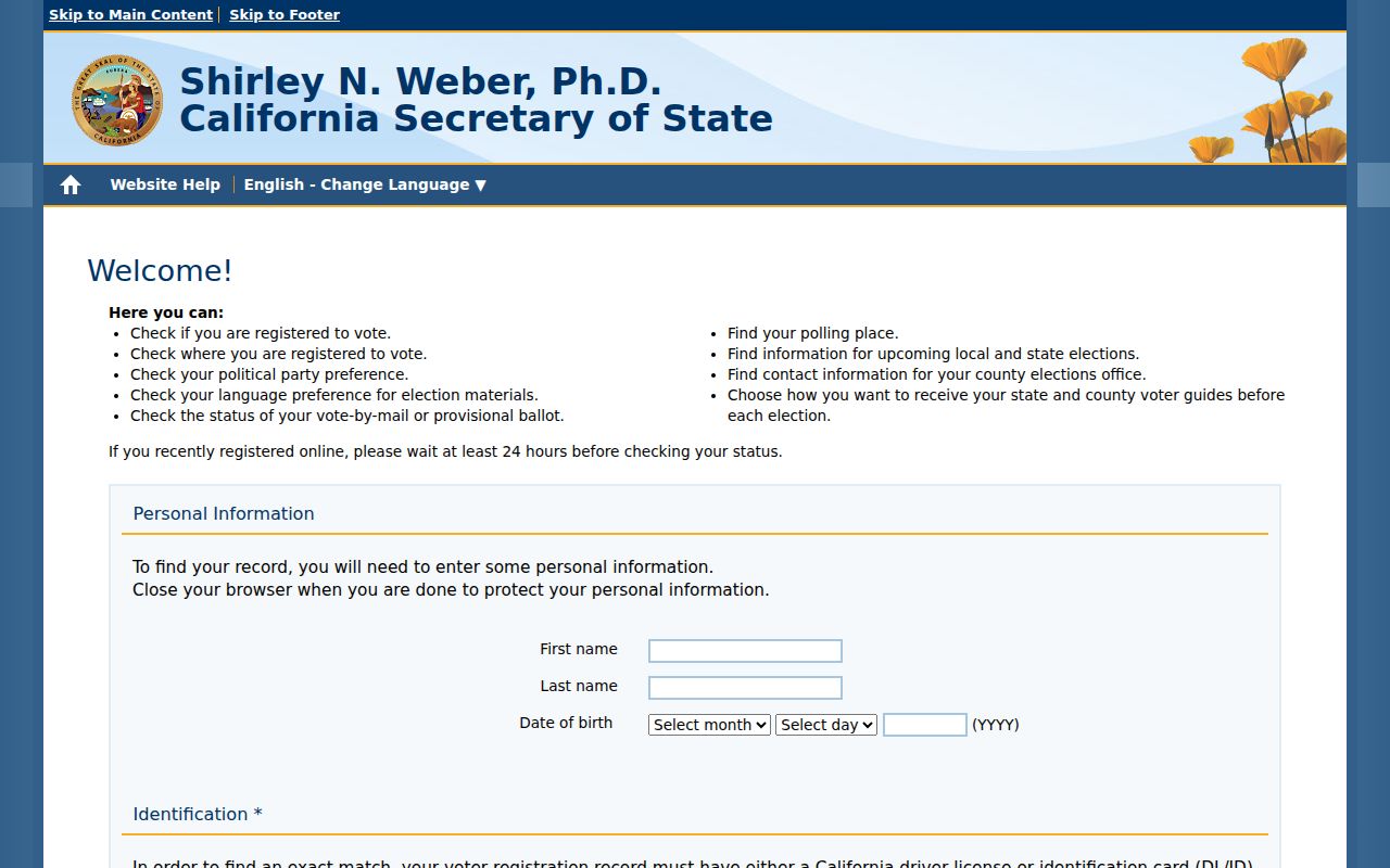 San Joaquin County residents directory California voter status lookup