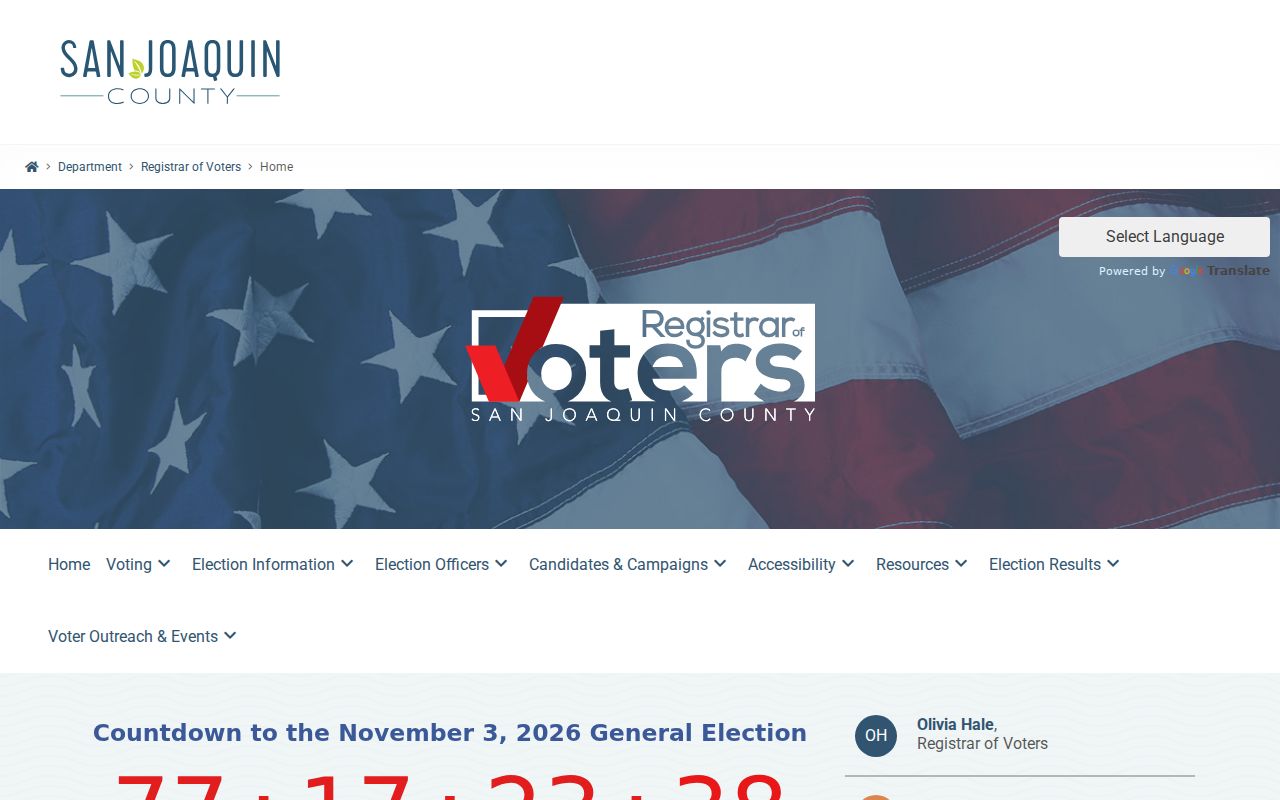 San Joaquin County neighbors County Registrar of Voters records page