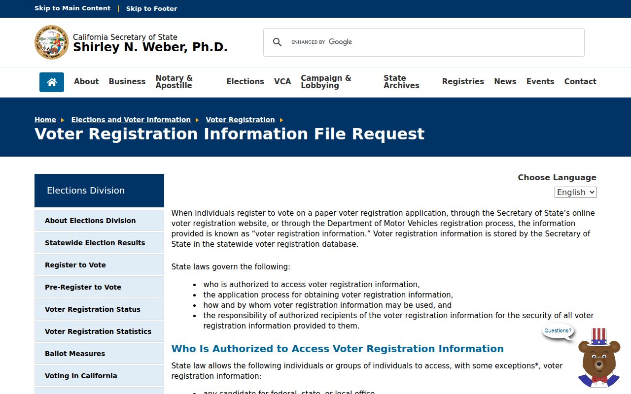San Joaquin County neighbors California voter file request information