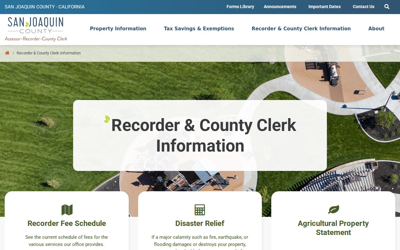 San Joaquin County street directory Assessor Recorder County Clerk records office