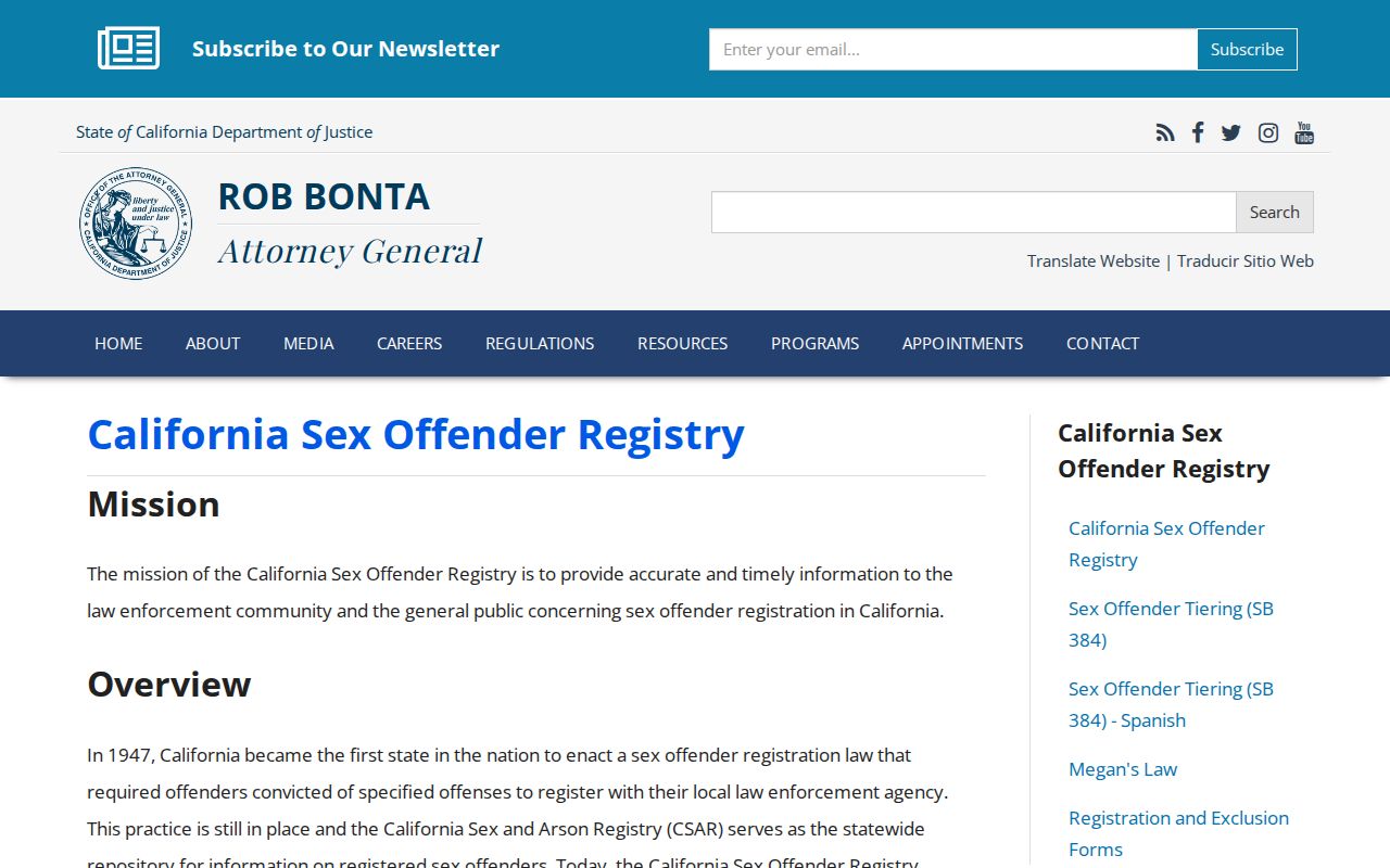 San Joaquin County ZIP code directory view of the California offender registry information